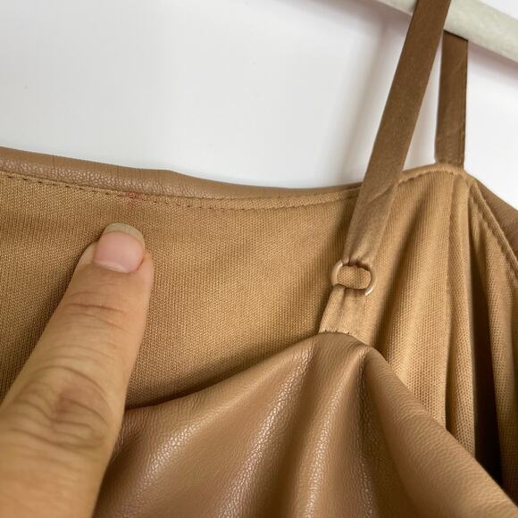 Lulu's Caramel Bodycon Faux Leather Mini Dress Size XL - Picture 11 of 16